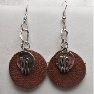 No. 487 Handmade earrings with leather pieces